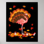 Flamingo Turkey Cute Flamingo Turkey Herfst Leaf T Poster (Voorkant)
