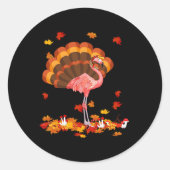 Flamingo Turkey Cute Flamingo Turkey Herfst Leaf T Ronde Sticker (Voorkant)