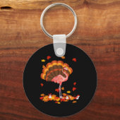 Flamingo Turkey Cute Flamingo Turkey Herfst Leaf T Sleutelhanger (Voorkant)