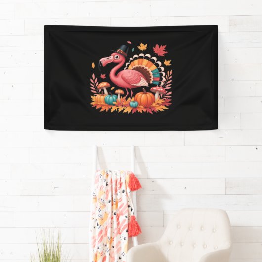 Flamingo Turkey Cute Flamingo Turkey Herfst Leaf T Spandoek (Insitu)