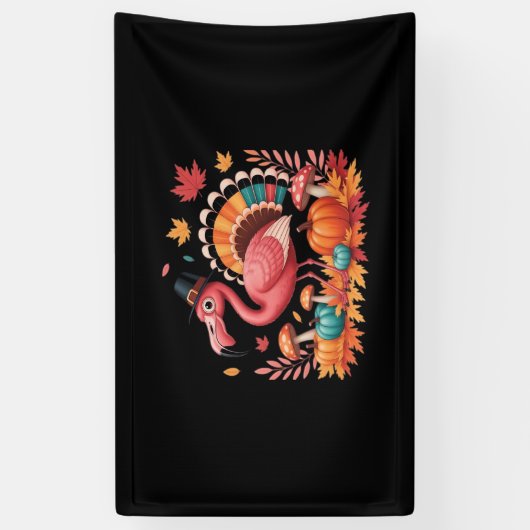 Flamingo Turkey Cute Flamingo Turkey Herfst Leaf T Spandoek (Verticaal)