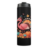 Flamingo Turkey Cute Flamingo Turkey Herfst Leaf T Thermosbeker (Voorkant)