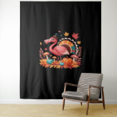 Flamingo Turkey Cute Flamingo Turkey Herfst Leaf T Wandkleed (In situ)