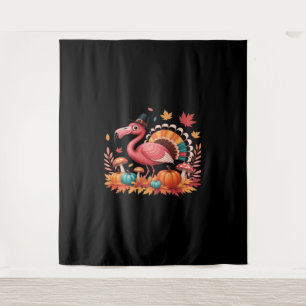 Flamingo Turkey Cute Flamingo Turkey Herfst Leaf T Wandkleed