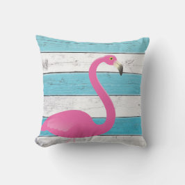 Flamingo Turquoise & White Striped Outdoor Pillow Buitenkussen