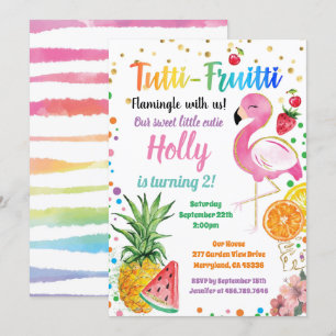 Flamingo Tutti Fruitti Girl 2e verjaardag Kaart