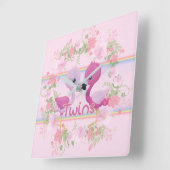 Flamingo Twins Time Vierkante Klok (Hoek)