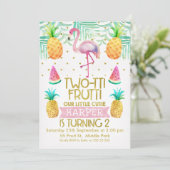 Flamingo Two-Tii Frutti 2e verjaardag Uitnodiging (Staand voorkant)
