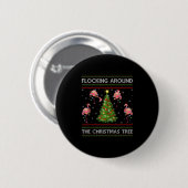 Flamingo Ugly Christmas Sweater Style Flamingo Bir Ronde Button 5,7 Cm (Voorkant /achterkant)