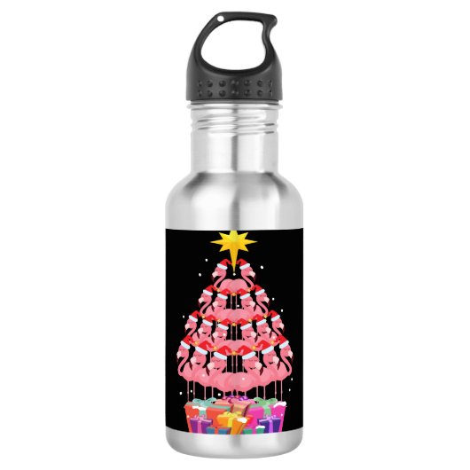 Flamingo Ugly Kerstmis Waterfles (Voorkant)