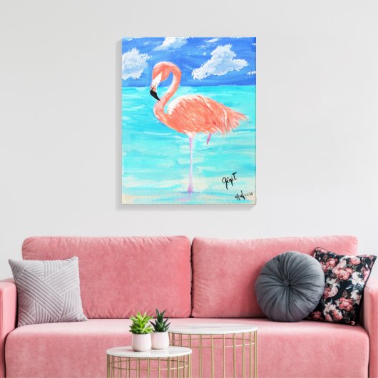 Flamingo, uitgerekt canvas 16x20 (Insitu (Woonkamer))