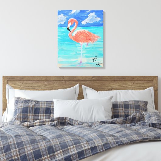 Flamingo, uitgerekt canvas 16x20 (Insitu (Slaapkamer))