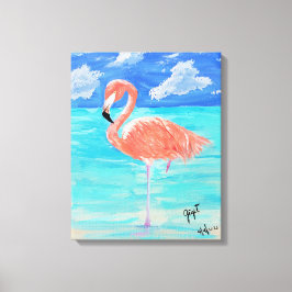 Flamingo, uitgerekt canvas 16x20 afdruk