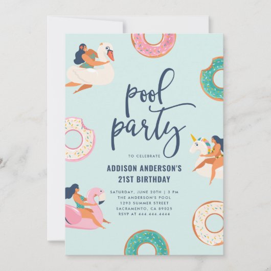 Flamingo & Unicorn Pool Party | Zomdag Kaart (Voorkant)