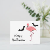 Flamingo Vampier Vleermuizen Halloween Briefkaart (Staand voorkant)