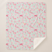 Flamingo-veren op pokadots sherpa deken (Voorkant)