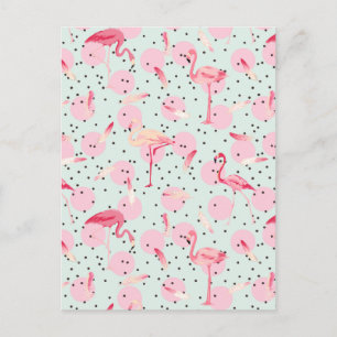Flamingo veren op Polka dots 2 Briefkaart