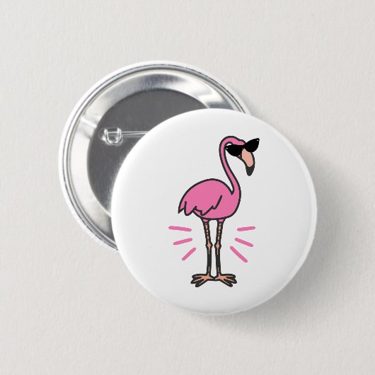 Flamingo verjaardag, flamingo, flamingo zonnebril ronde button 5,7 cm (Voorkant /achterkant)