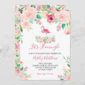 Flamingo Verjaardag Uitnodiging, Flamingo Douche Kaart (Voorkant / Achterkant)