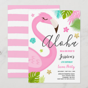 Flamingo Verjaardag Uitnodiging Hawaiian Luau Part
