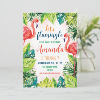 Flamingo verjaardagsfeest uitnodiging Laten we Fla