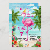 Flamingo verjaardagsuitnodiging, Flamingo verjaard Kaart (Voorkant / Achterkant)