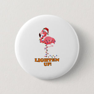 Flamingo verlicht vrolijk kerstfeest ronde button 5,7 cm