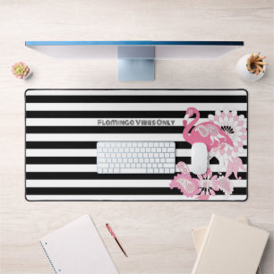 Flamingo Vibes Alleen Zwart & Wit Streep Flamingo Bureaumat