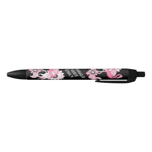 Flamingo Vibes Only - Black Pink Flamingo Zwarte Inkt Pen (Bodem)