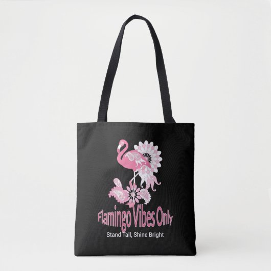 Flamingo Vibes Only Whimsical Pink Flamingo Draagtas (Voorkant)