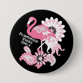 Flamingo Vibes Only Zwart Roze Flamingo Ronde Button 7,6 Cm (Voorkant)