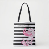 Flamingo Vibes Only Zwart & Wit Stripes Flamingo Draagtas (Voorkant)
