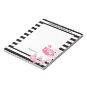 Flamingo Vibes Only Zwart & Wit Stripes Flamingo Notitieblok (Gedraaid)