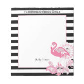 Flamingo Vibes Only Zwart & Wit Stripes Flamingo Notitieblok (Voorkant)