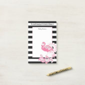 Flamingo Vibes Only Zwart & Wit Stripes Flamingo Post-it® Notes (Op bureau)