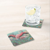 Flamingo Vierkante Kartonnen Onderzetter (Insitu)