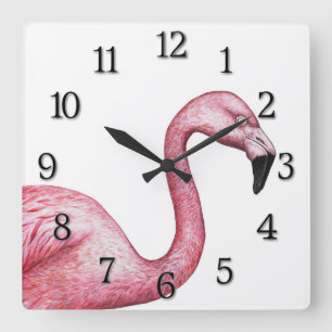 Flamingo Vierkante Klok