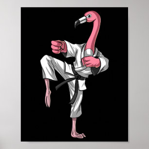 Flamingo Vogel Karate Kickboksen Kung Fu Ninja Mar Poster