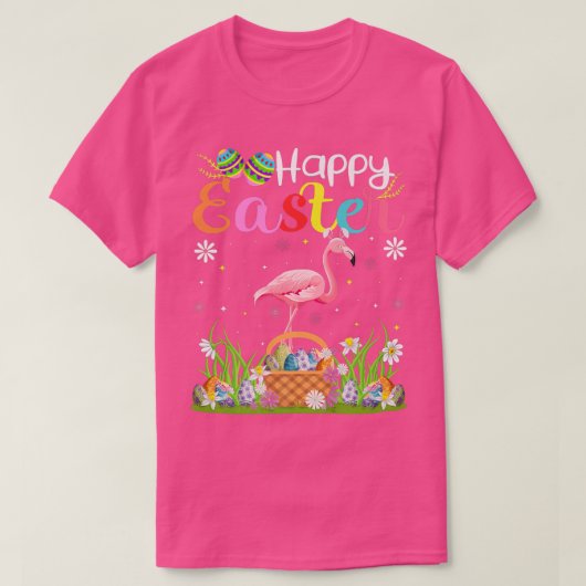 Flamingo Vogel Konijn Ei Jagen Grappige Flamingo H T-shirt (Design voorkant)