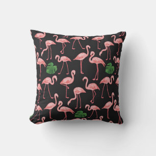 flamingo vogel met monstera palmbladeren patroon. kussen