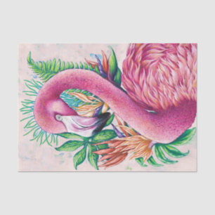 Flamingo Vogel Tropisch Bloem Motief Grappig Tissu Tissuepapier