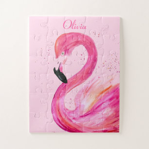 Flamingo Vogelroze Natuur Tropical Beach Summer Legpuzzel