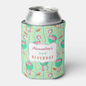 Flamingo Vogels 20s Deco Fern Pattern Summer Custo Blikjeskoeler (Blikje Voorkant)