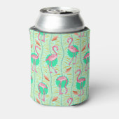 Flamingo Vogels 20s Deco Fern Pattern Summer Custo Blikjeskoeler (Blikje Achterkant)