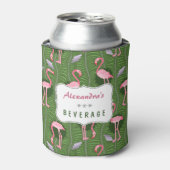 Flamingo Vogels 20s Deco Fern Pattern Summer Custo Blikjeskoeler (Blikje Voorkant)
