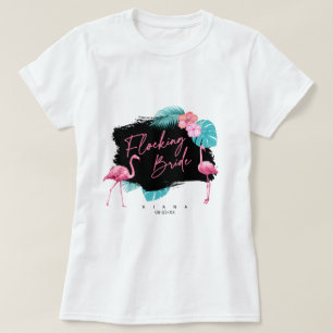 Flamingo vrijgezellenfeest Flocking Bruid V2 ID930 T-shirt