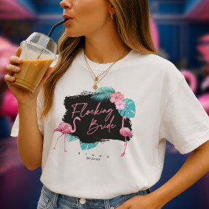 Flamingo vrijgezellenfeest Flocking Bruid V2 ID930 T-shirt