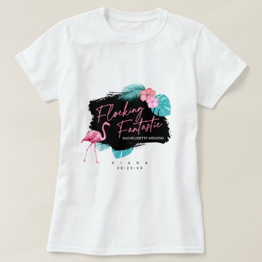 Flamingo vrijgezellenfeest Flocking Fantastisch V2 T-shirt (Design voorkant)