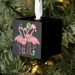 Flamingo Vrolijk Kerstfeest Grappig Flamingo Lover Kubus Ornament