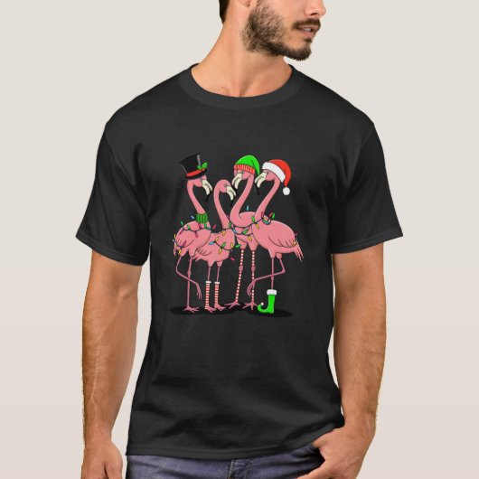 Flamingo Vrolijk Kerstfeest Grappig Flamingo Lover T-shirt (Voorkant)